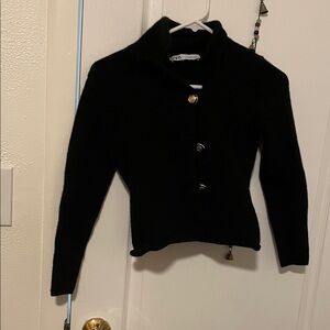 ZARA Black Button-Up Sweater